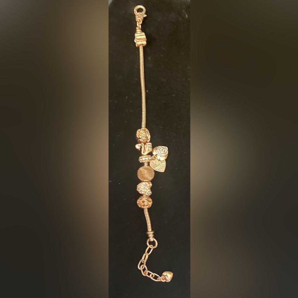 Women’s Rosegold plated charm bracelet 7”